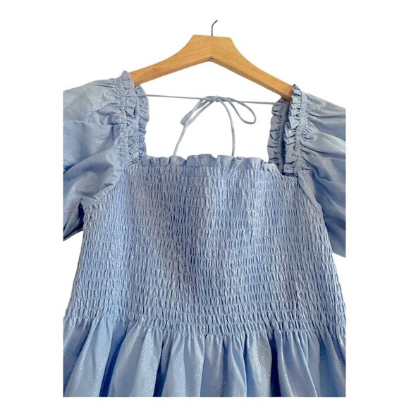 Hill House Athena Nap Dress, Light Blue Glitter Check, Size S, New with tag - Picture 8 of 12